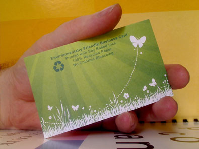 13 PT 100% Recycled uncoated Business Cards